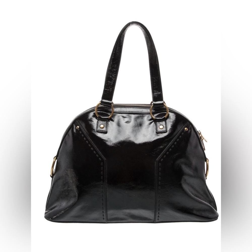 Yves Saint Laurent Shiny Black Shoulder Bag with Gold Details - Picture 3 of 4
